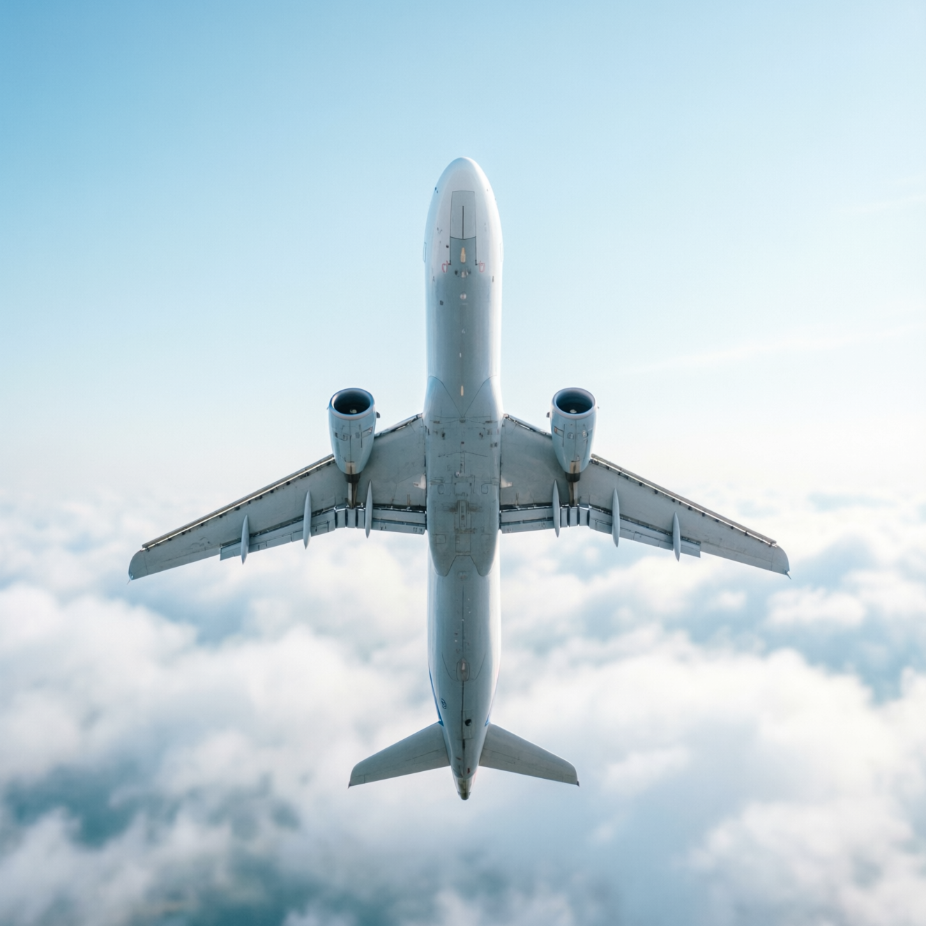 Top view of airplane in flight